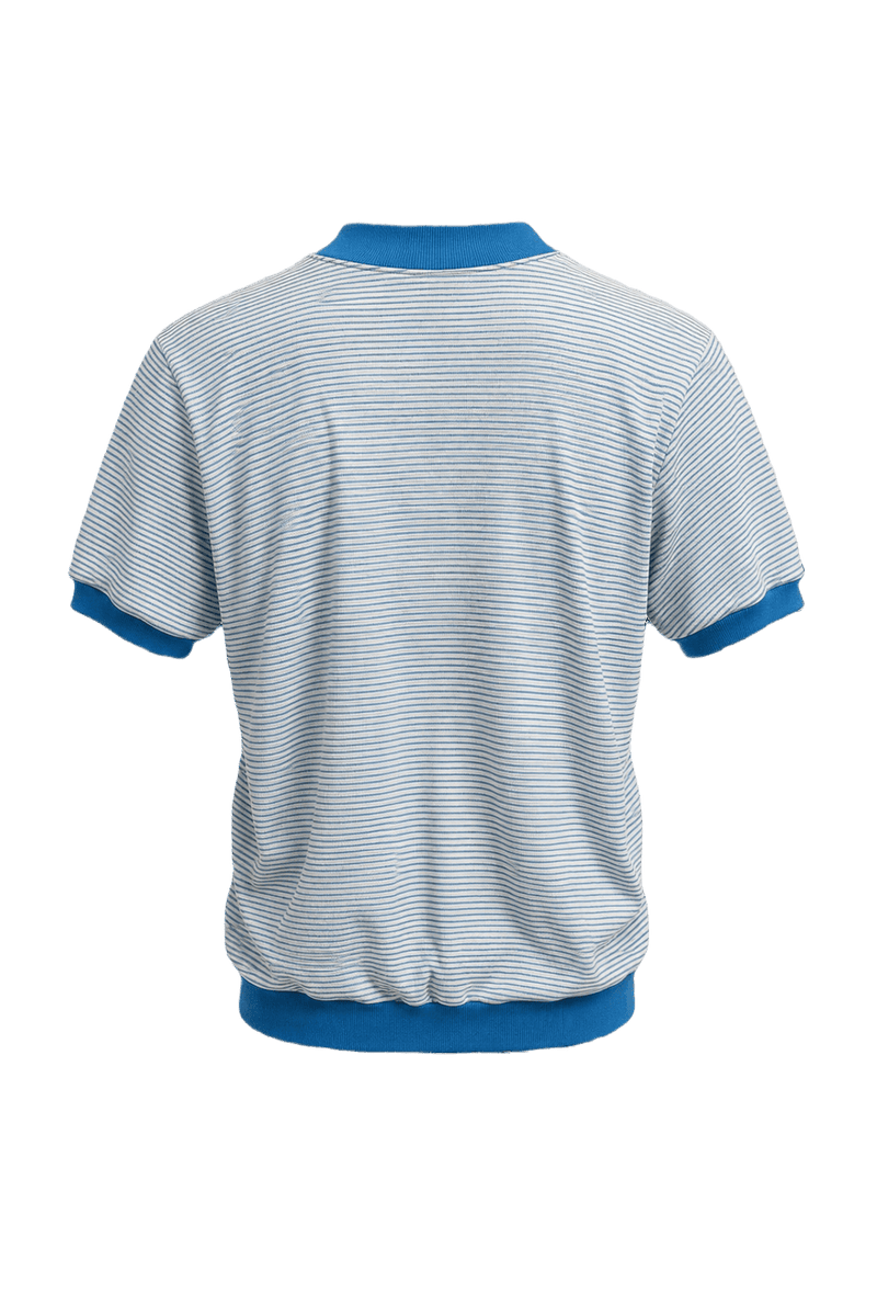 1980s White with Blue Stripes Cotton T-shirt - Back View
