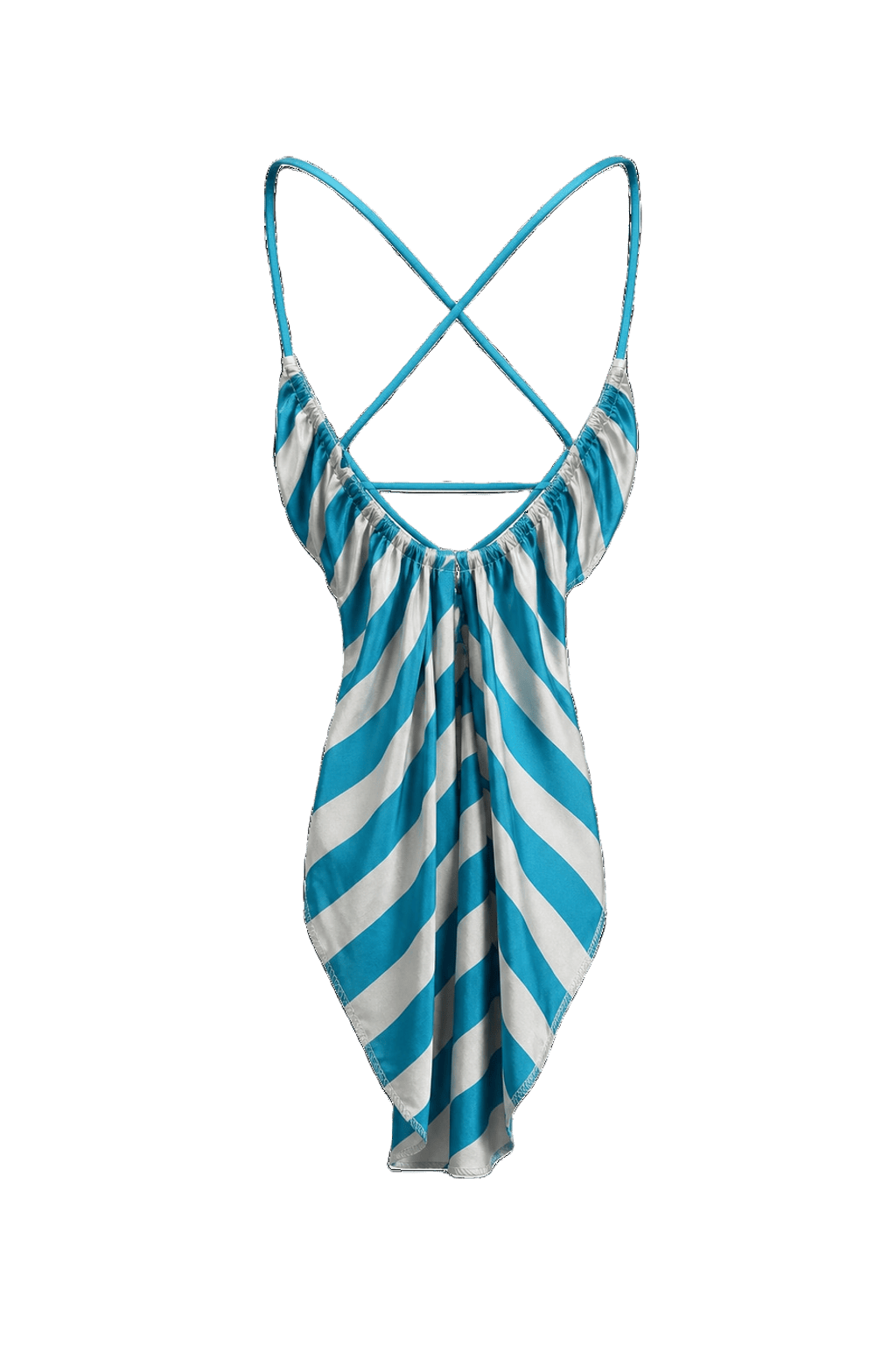 1980s Blue Nylon Dress - Back View
