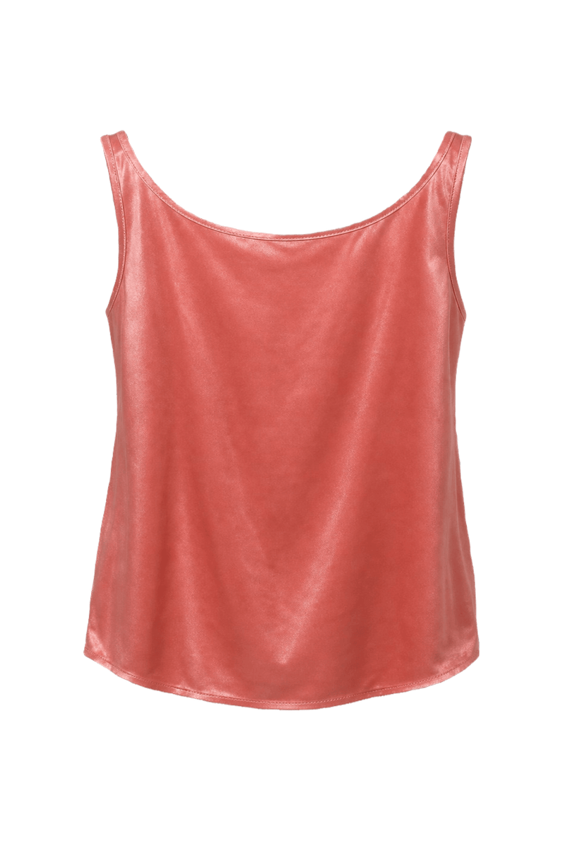 1990s Shiny Pink Polyester Tank Top - Back View