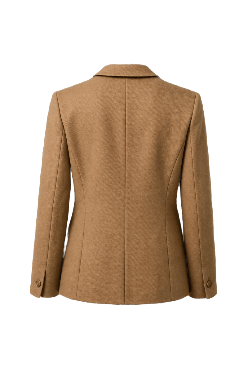1980s Beige Wool Blend Blazer - Back View