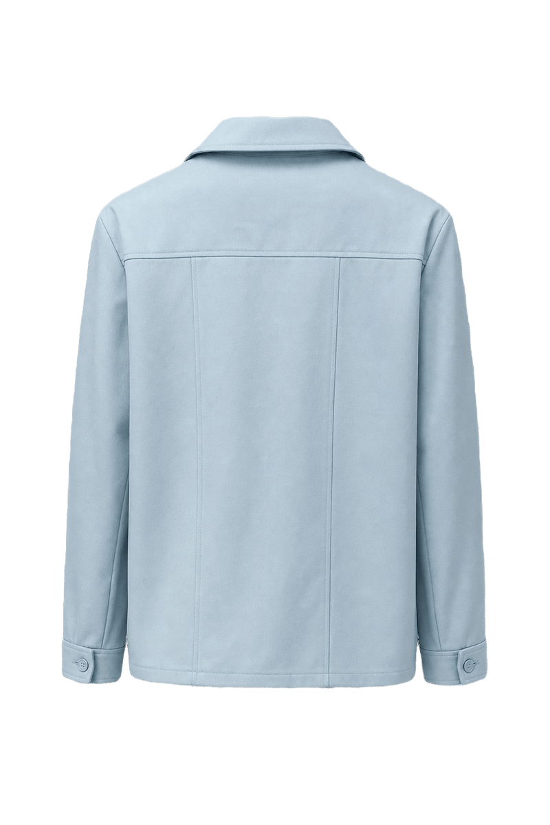1970s Light Blue Polyester Jacket - Back View