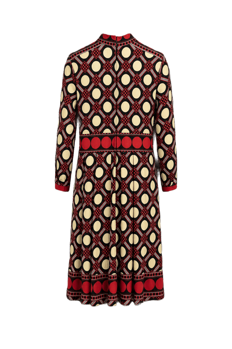 1960s Red Polyester Blend Dress - Back View