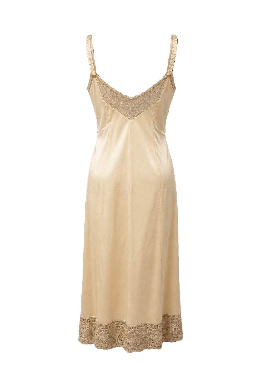 1990s Cream Silk Blend Dress - Back View