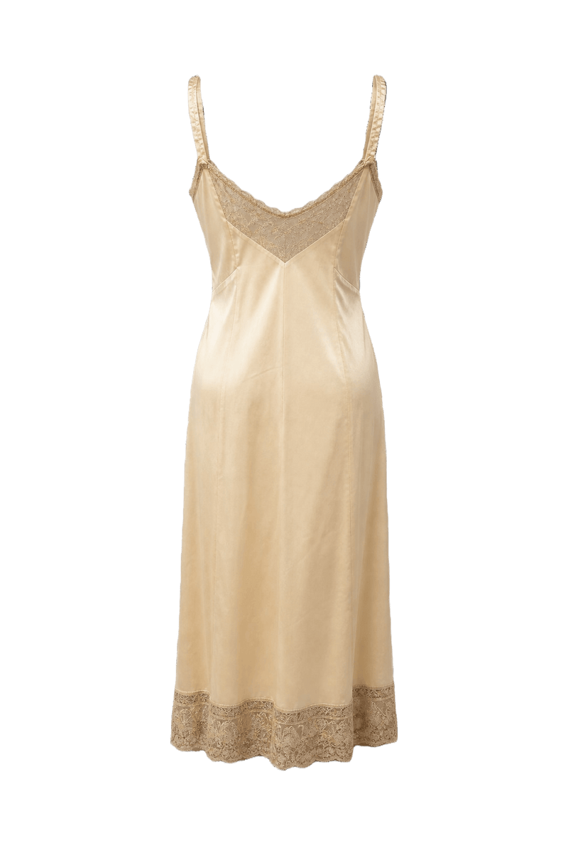 1990s Cream Silk Blend Dress - Back View