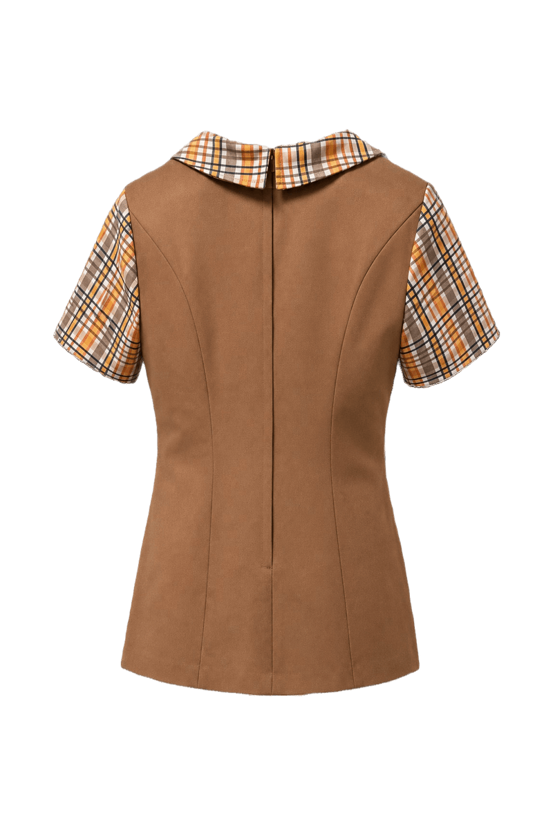 1960s Brown Cotton Blouse - Back View
