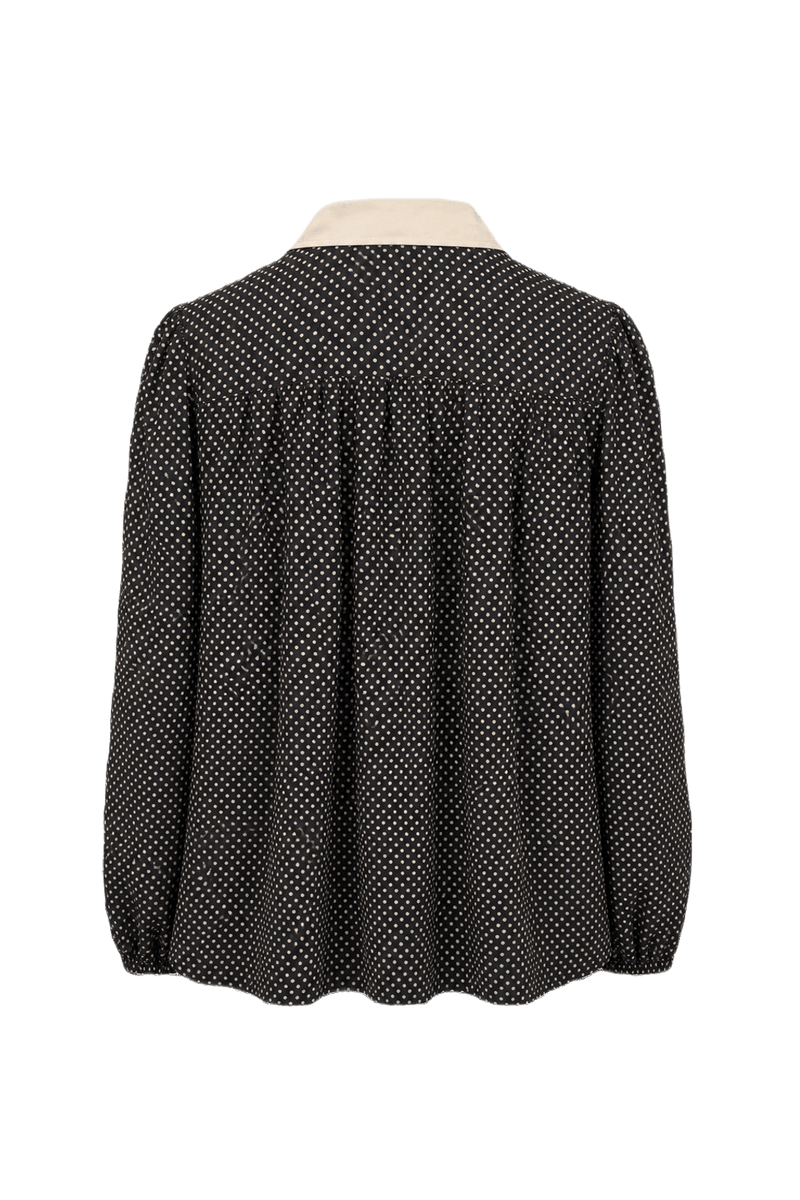 1970s Black Silk Blouse - Back View
