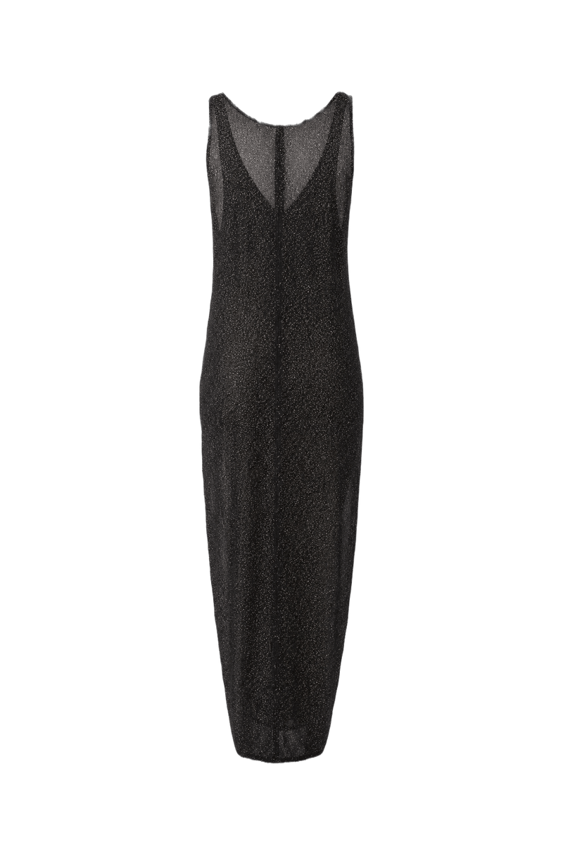1960s Black Polyester Blend Dress - Back View