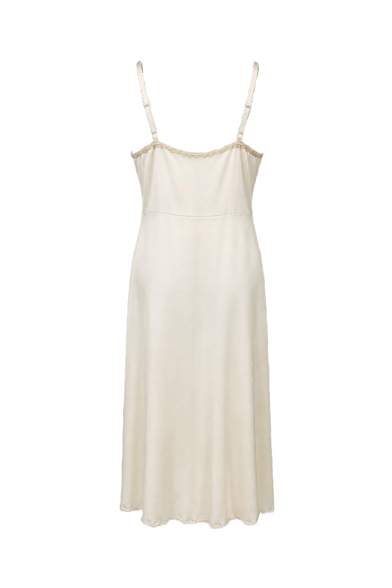 1990s Cream Silk Dress - Back View