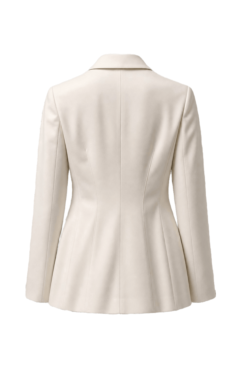 1980s Cream White Polyester Blazer - Back View