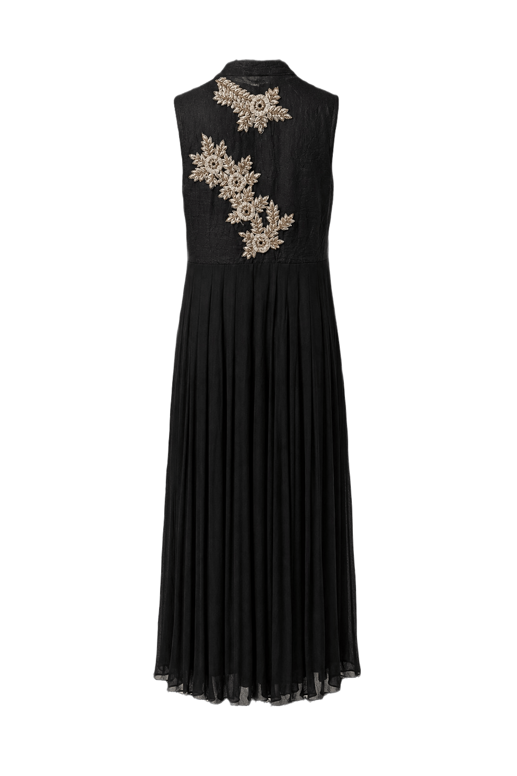 1970s Black Polyester Blend Maxi Dress - Back View