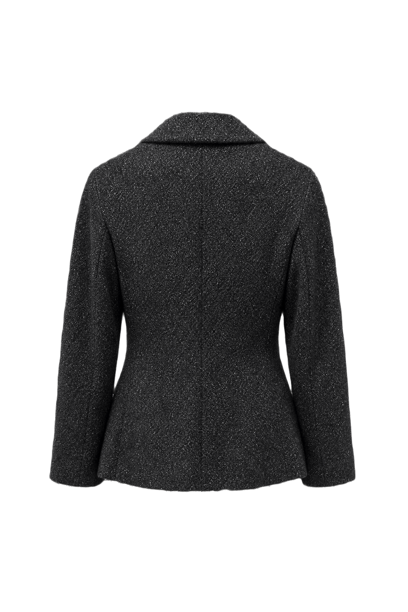 1980s Charcoal Grey Wool Blazer - Back View