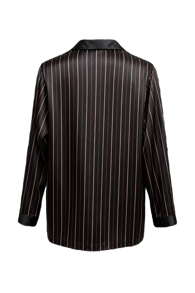 1980s Black Polyester Blend Button-Up Shirt - Back View