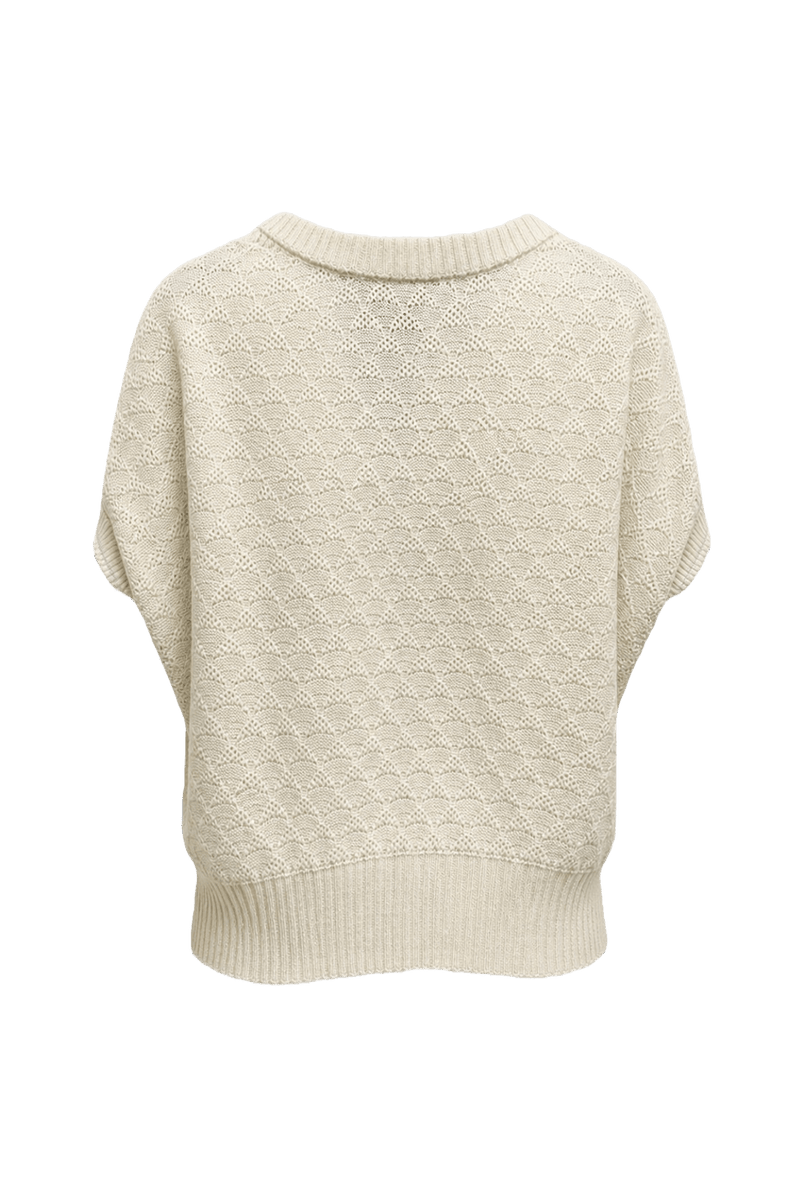 1970s Cream Knit Blouse - Back View