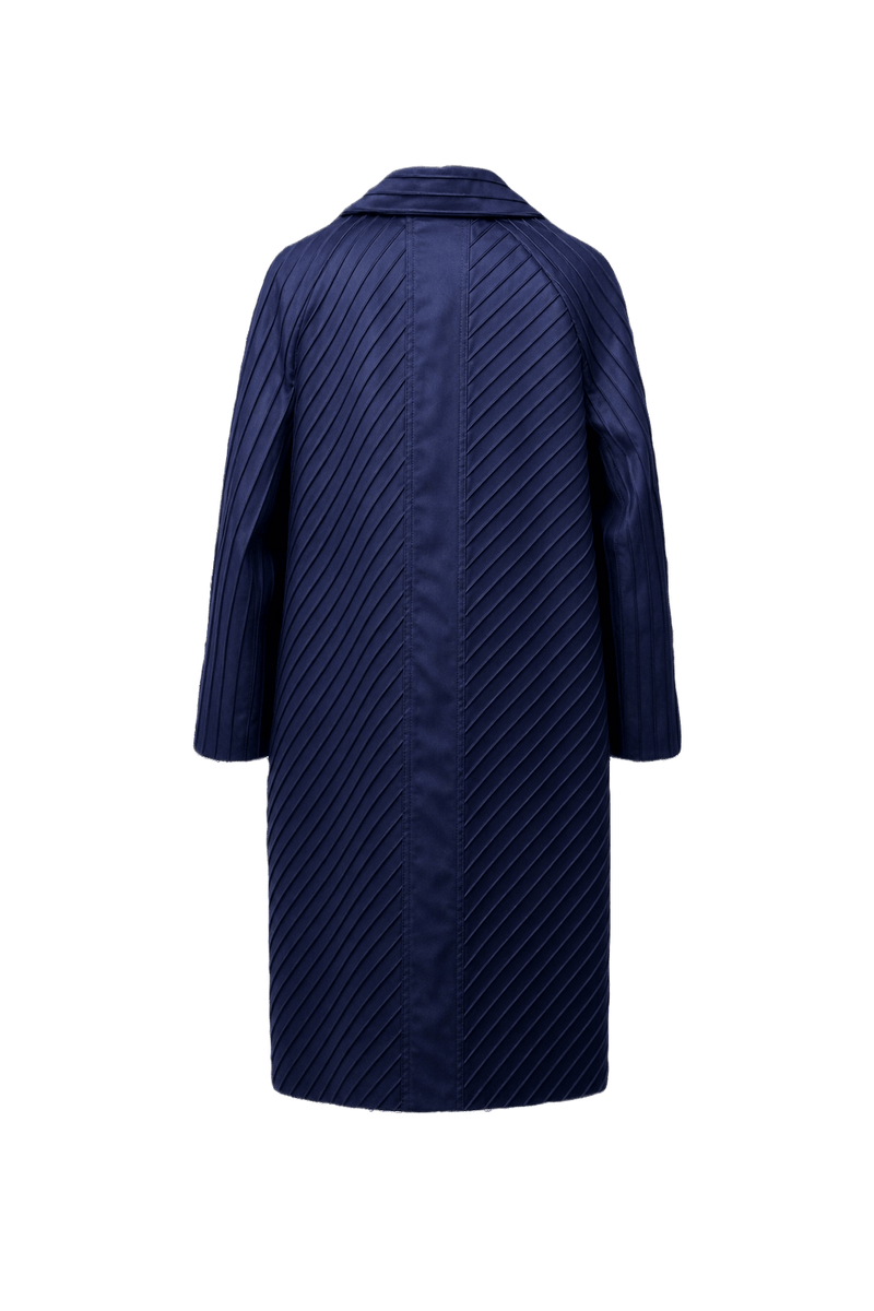 1970s Navy Blue Cotton Blend Coat - Back View