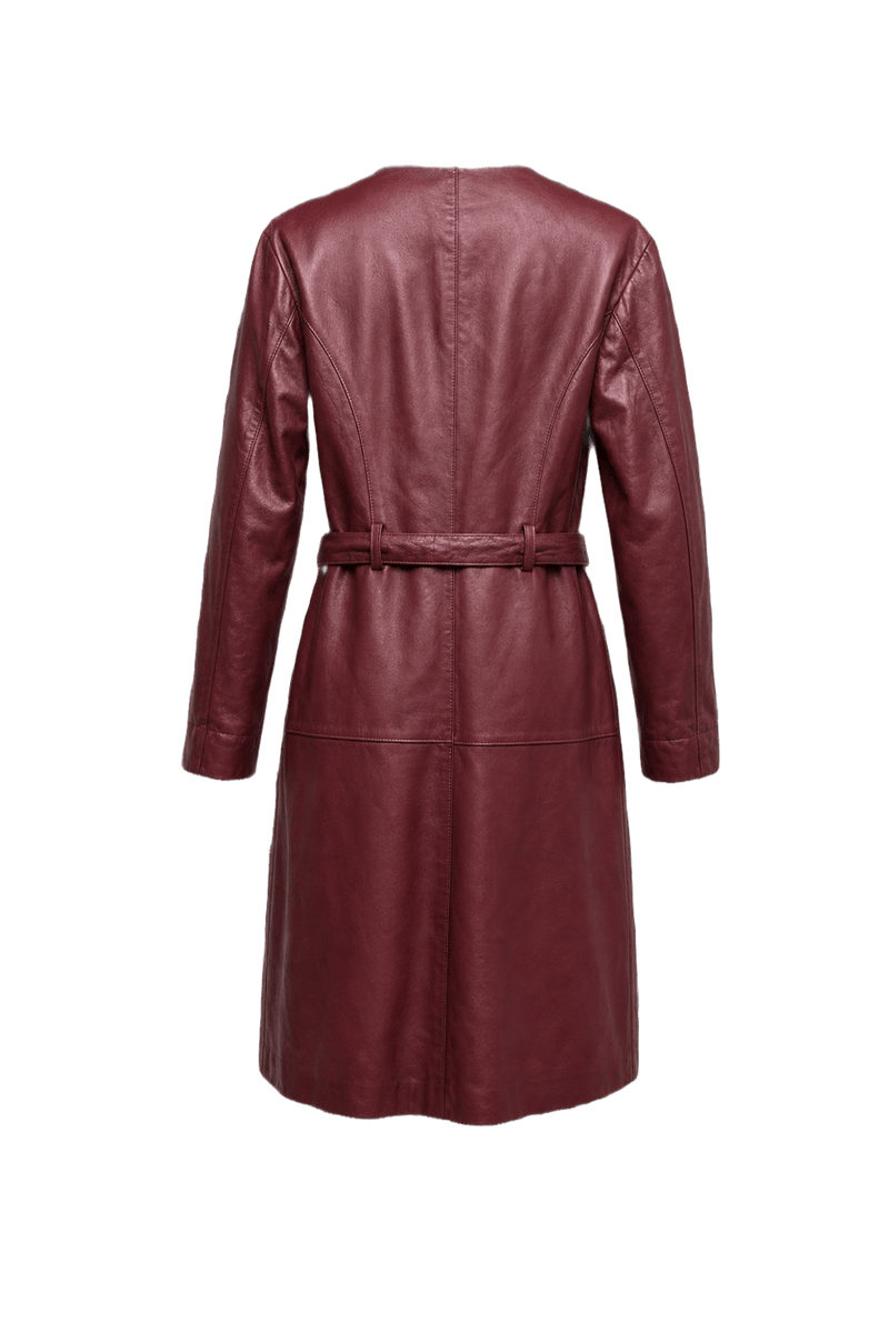 1990s Deep Burgundy Leather Coat - Back View