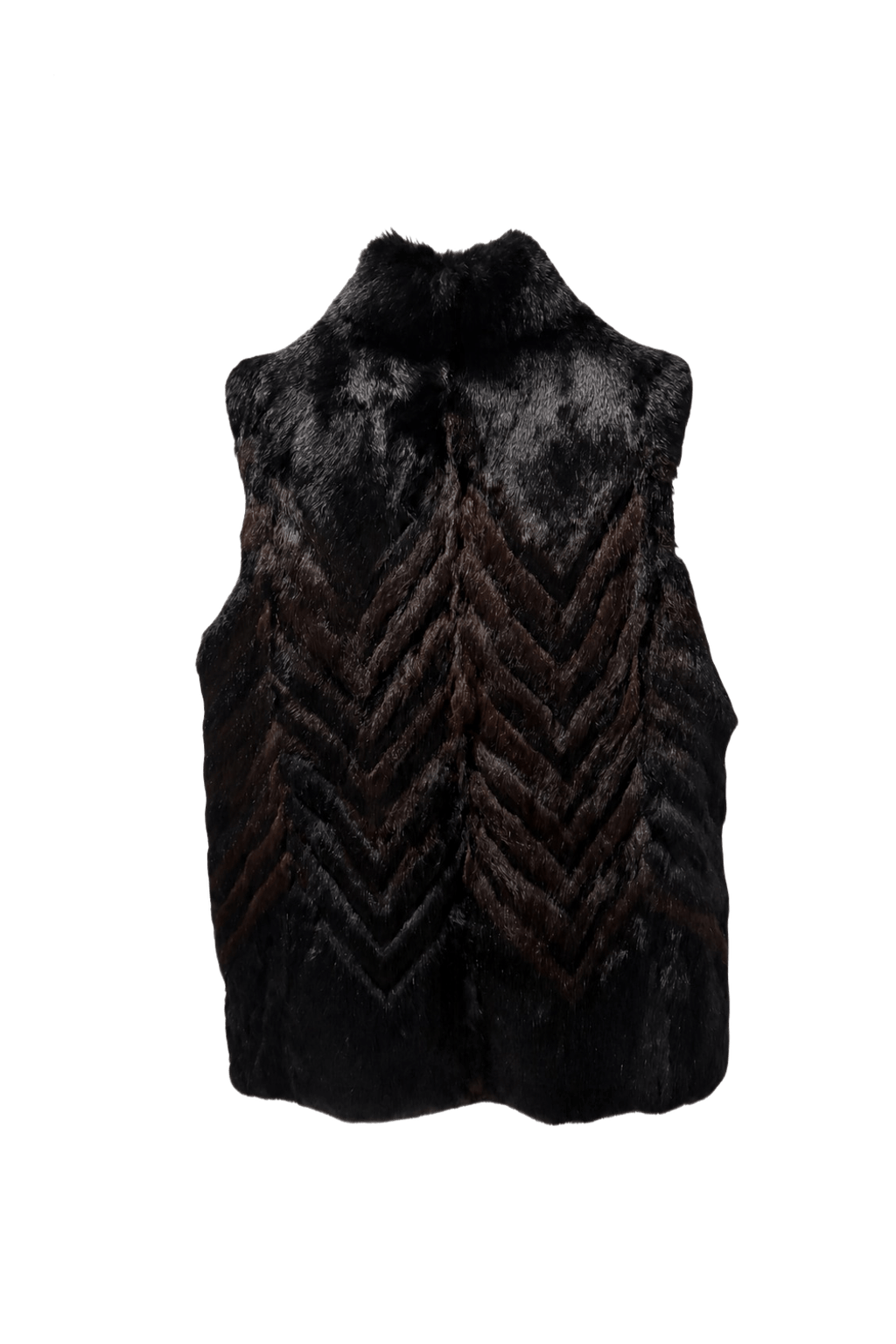 1980s Black Brown Fur Vest - Back View