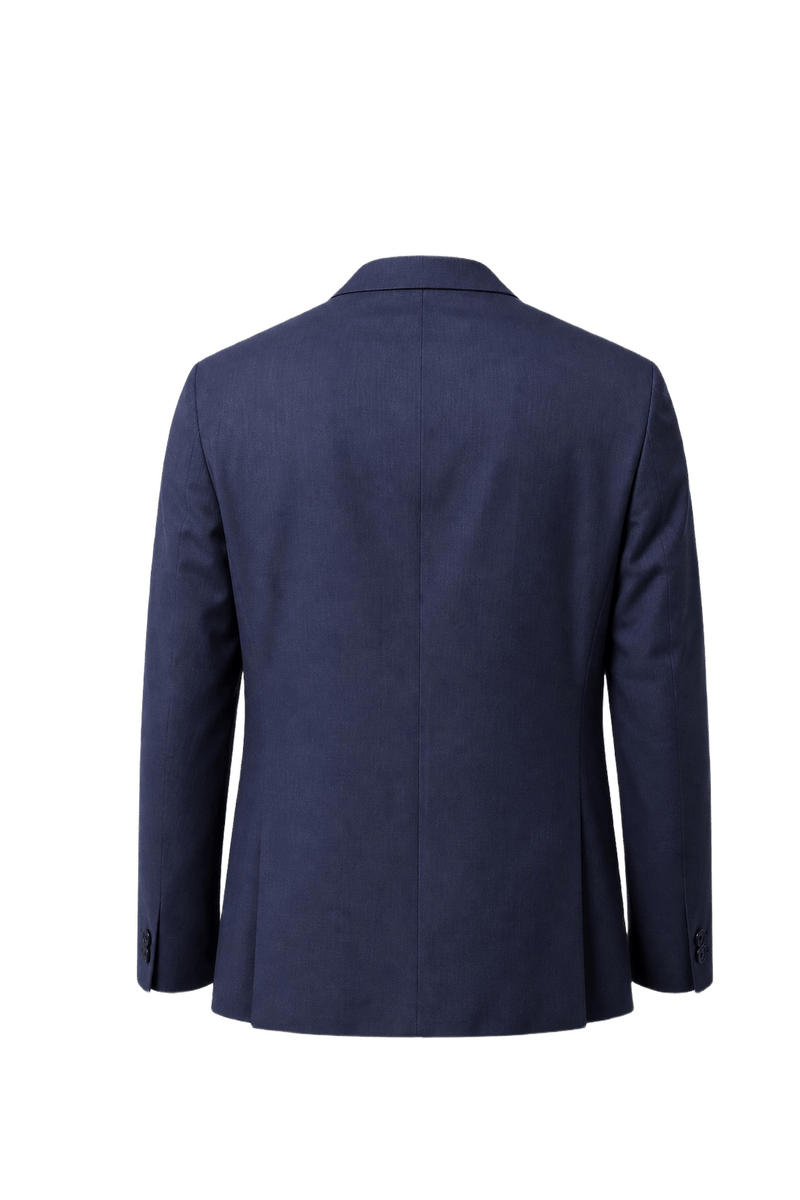 1980s Navy Blue Wool Blend Blazer - Back View