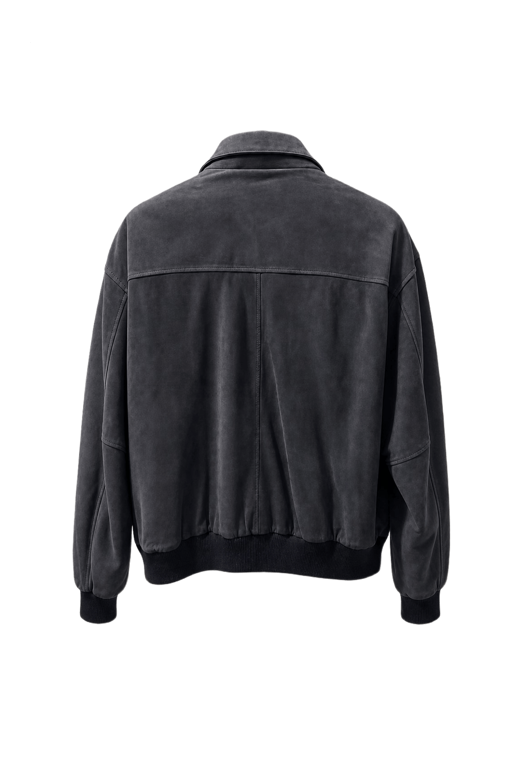 1980s Dark Blue Leather Jacket - Back View