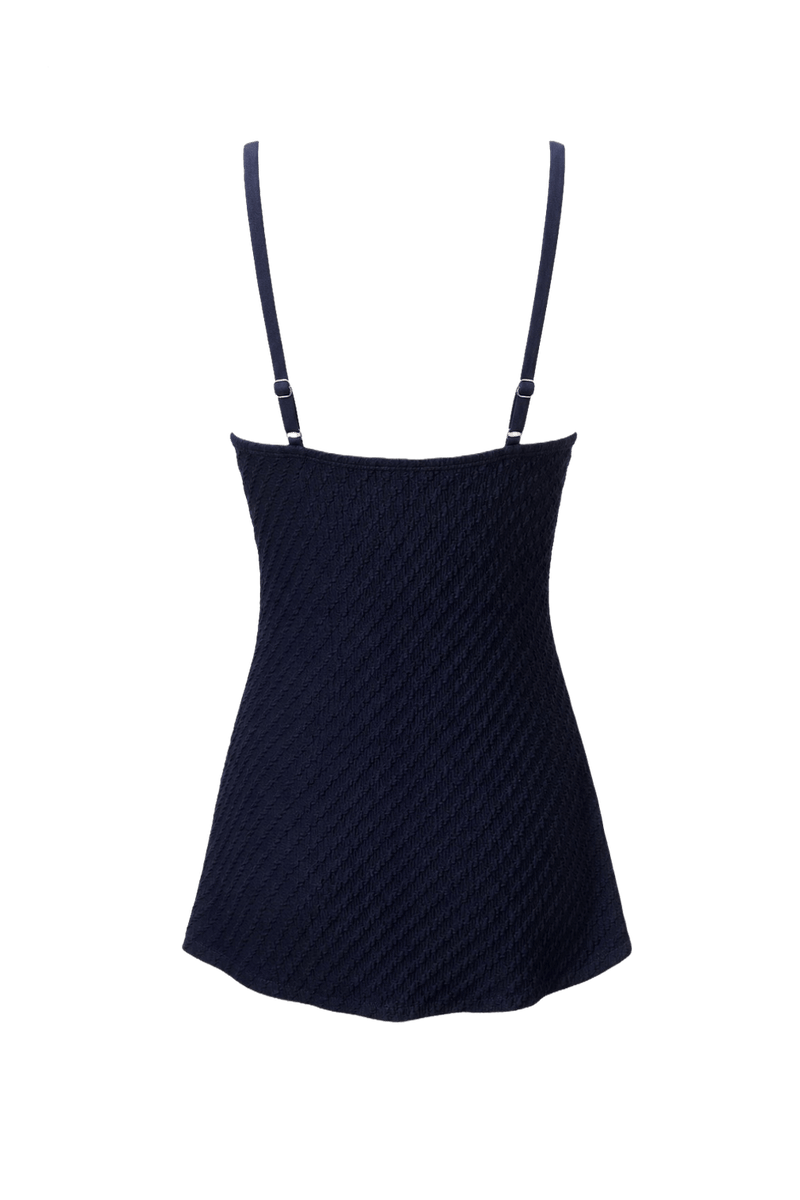 1960s Navy Blue Cotton Blend Swimsuit - Back View