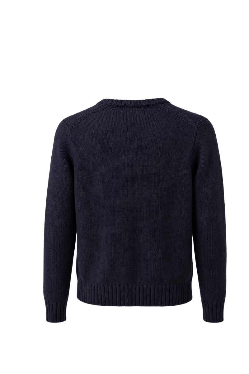 1990s Navy Blue Cotton Sweater - Back View