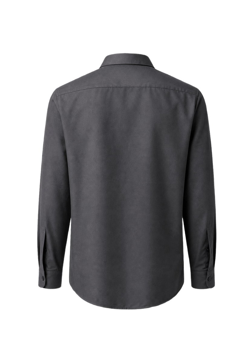 1980s Charcoal Grey Cotton Blend Shirt - Back View