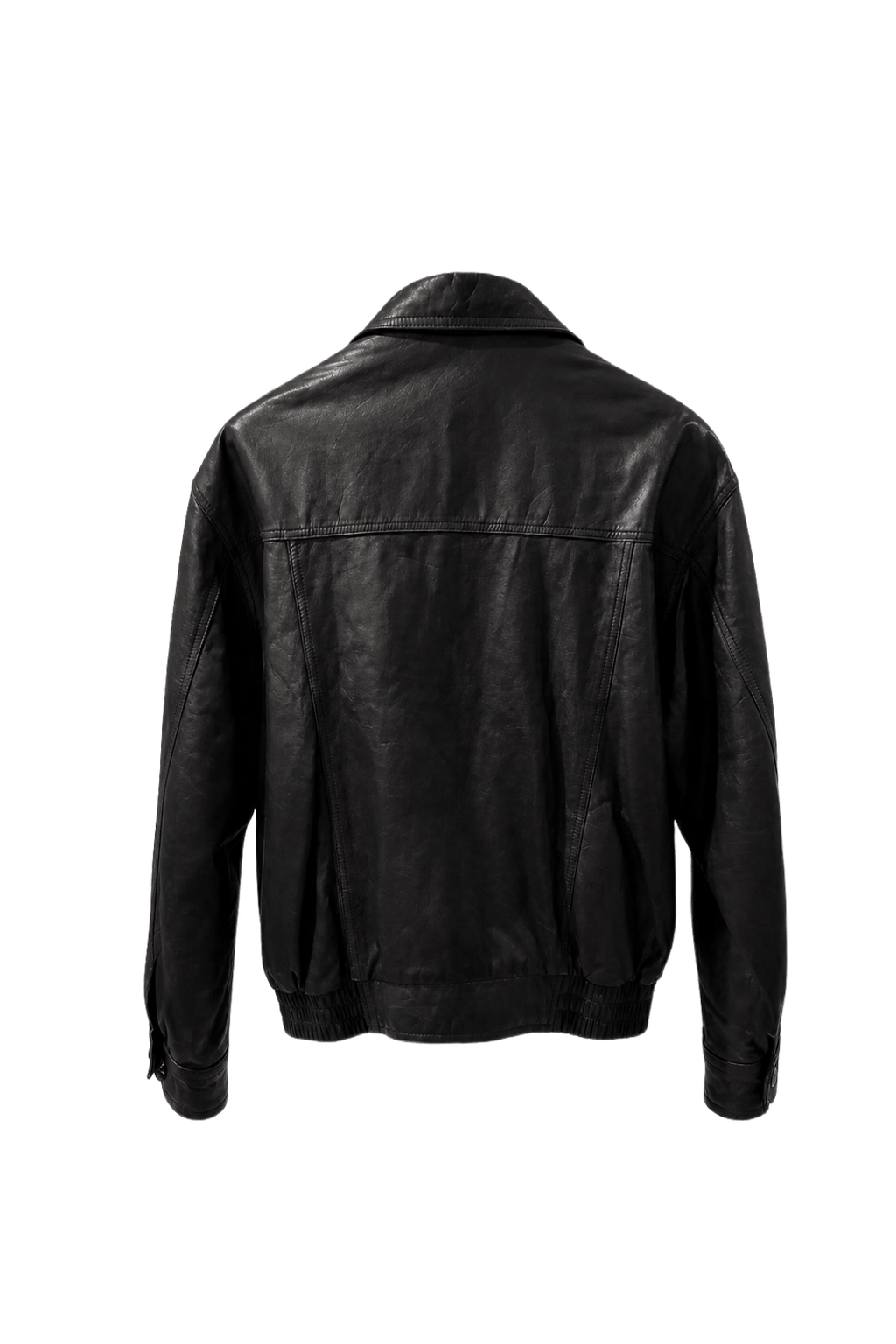 1980s Black Leather Jacket - Back View