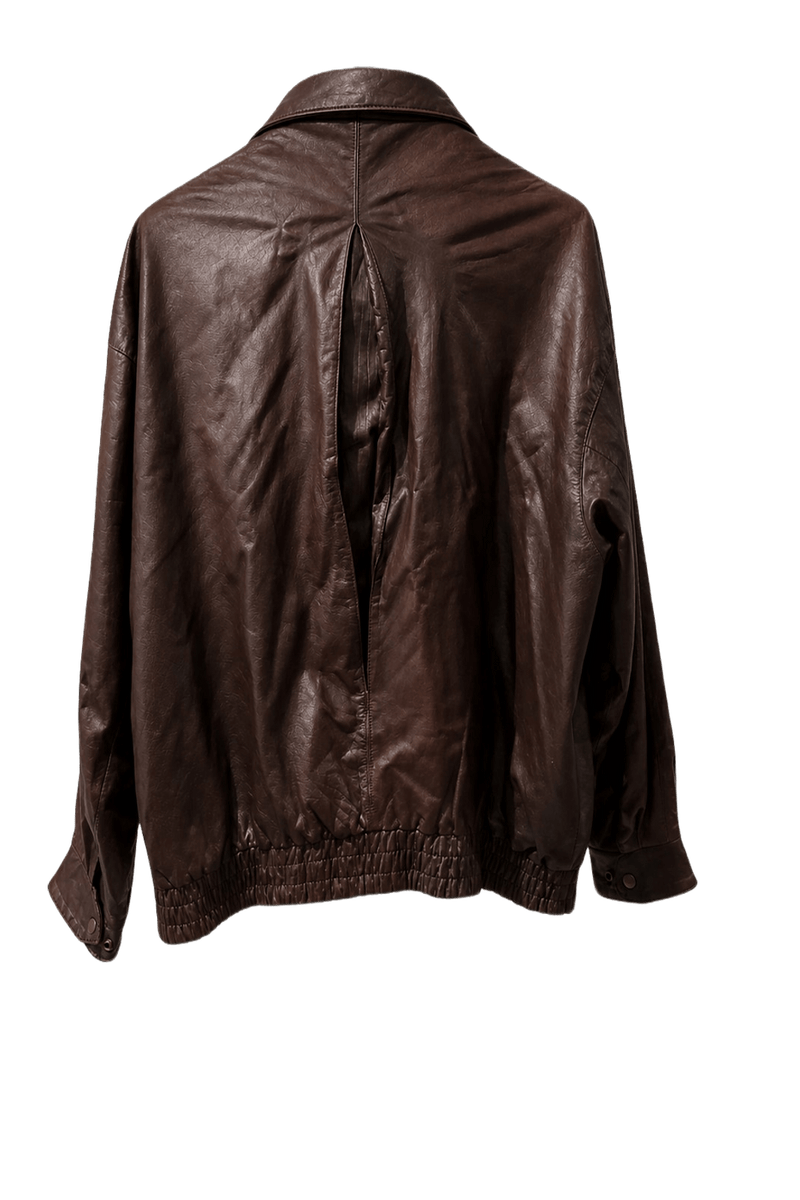 1980s Dark Brown Leather Jacket - Back View