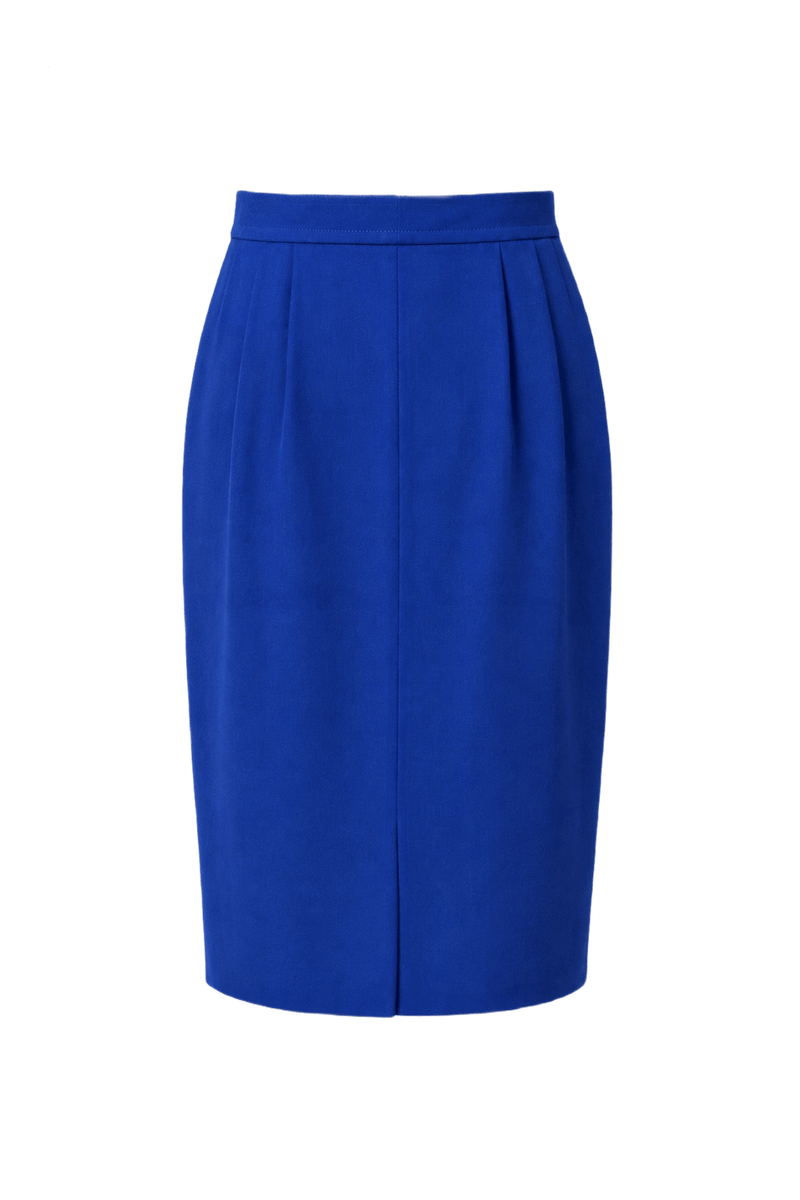 1980s Royal Blue Synthetic Blend Skirt - Back View