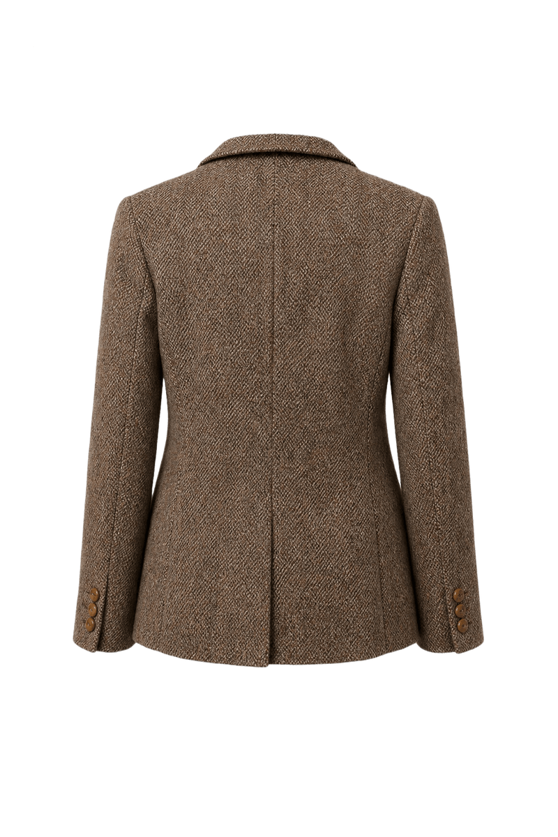 1950s Tweed Brown Wool Blazer - Back View