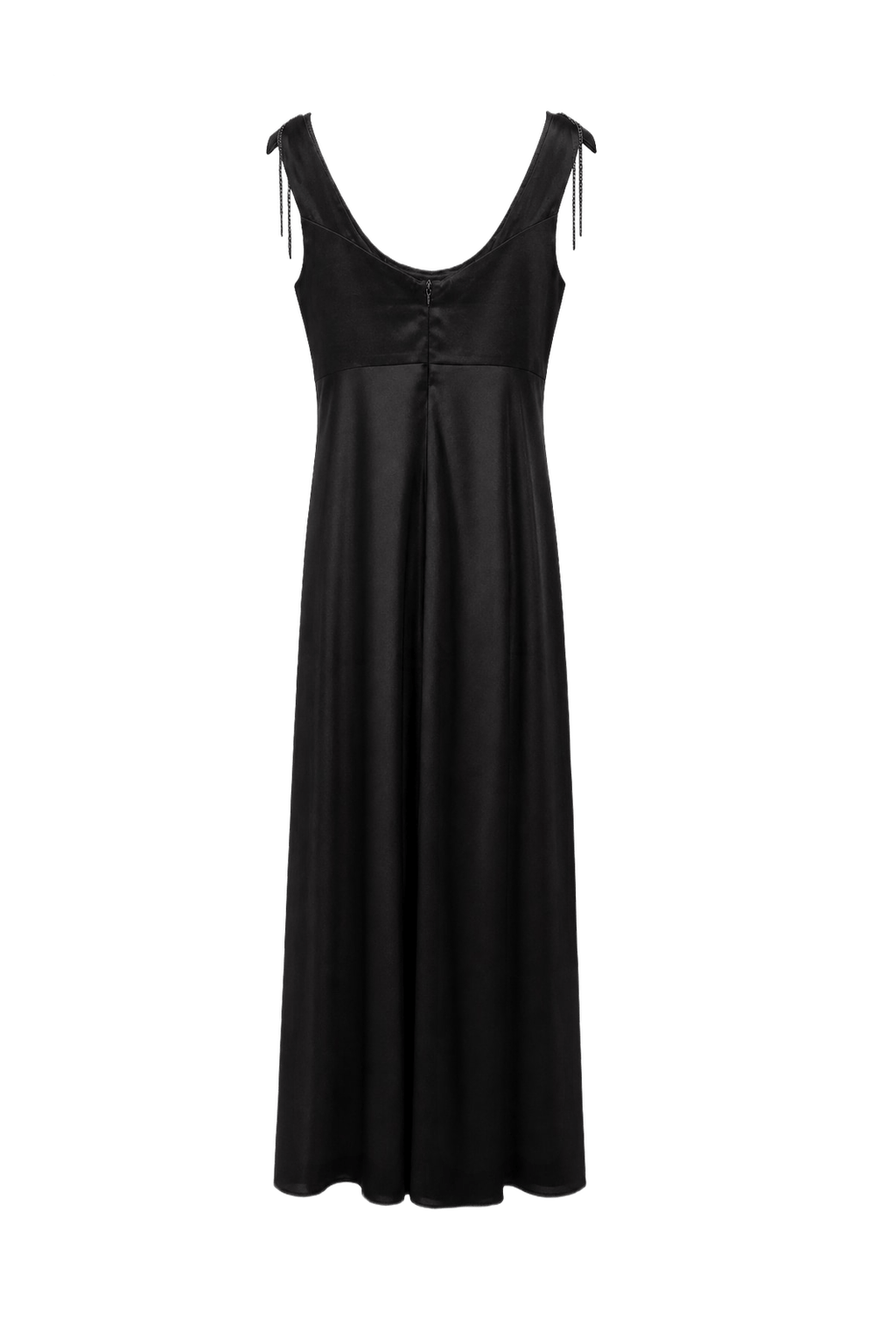 1990s Black Satin Gown - Back View