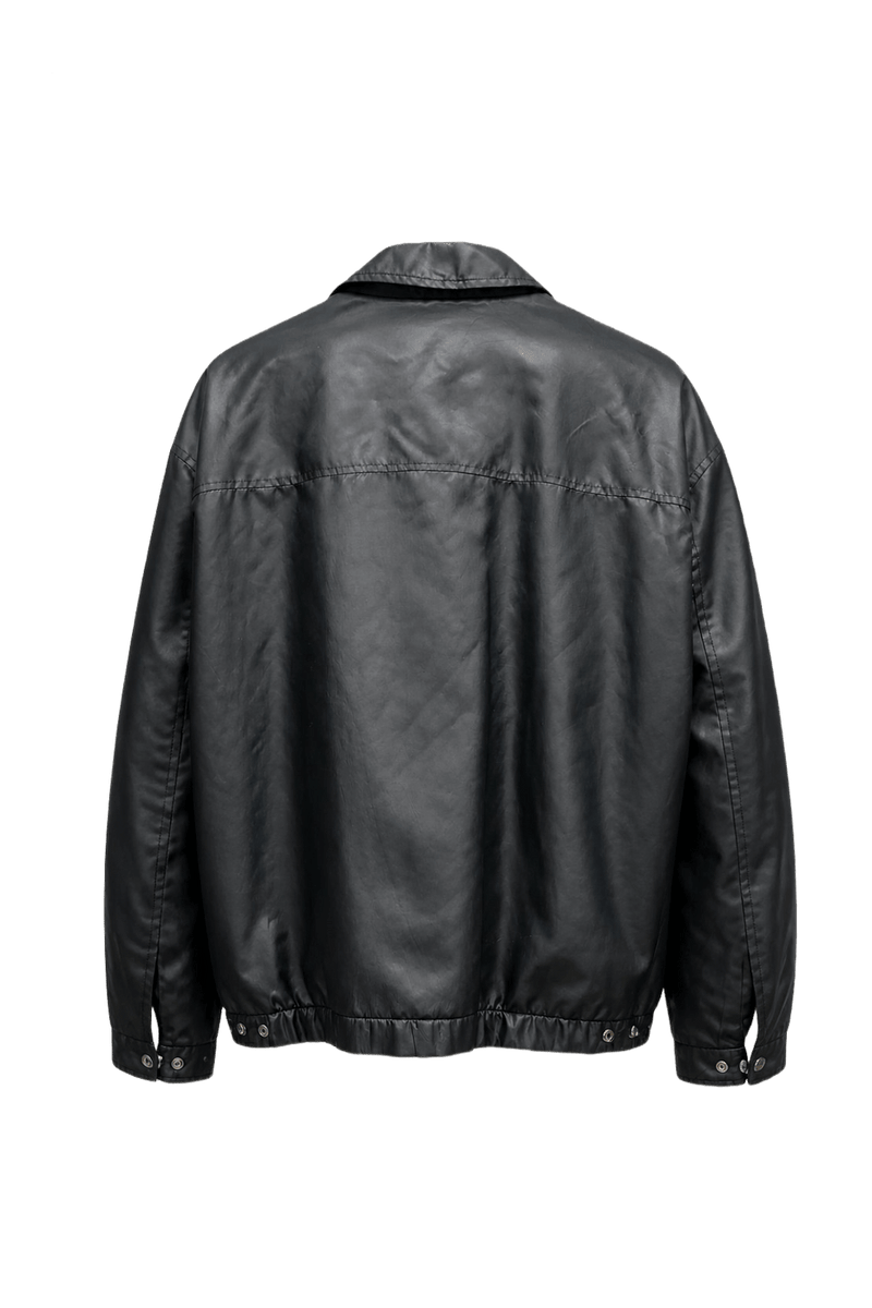 1980s Black Synthetic Jacket - Back View