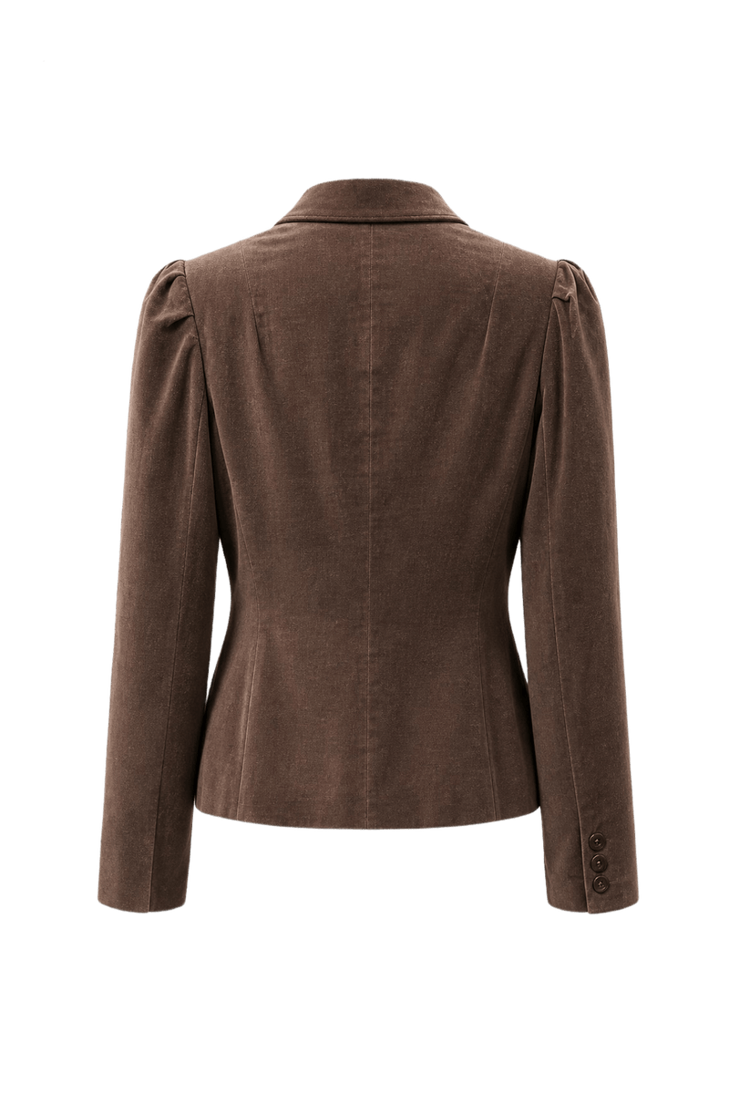 1950s Brown Cotton Blend Blazer - Back View