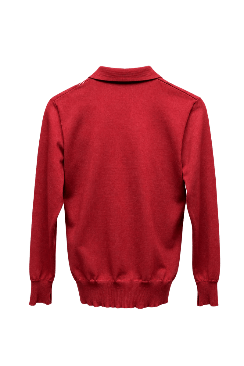 1970s Red Cotton Blend Polo - Back View