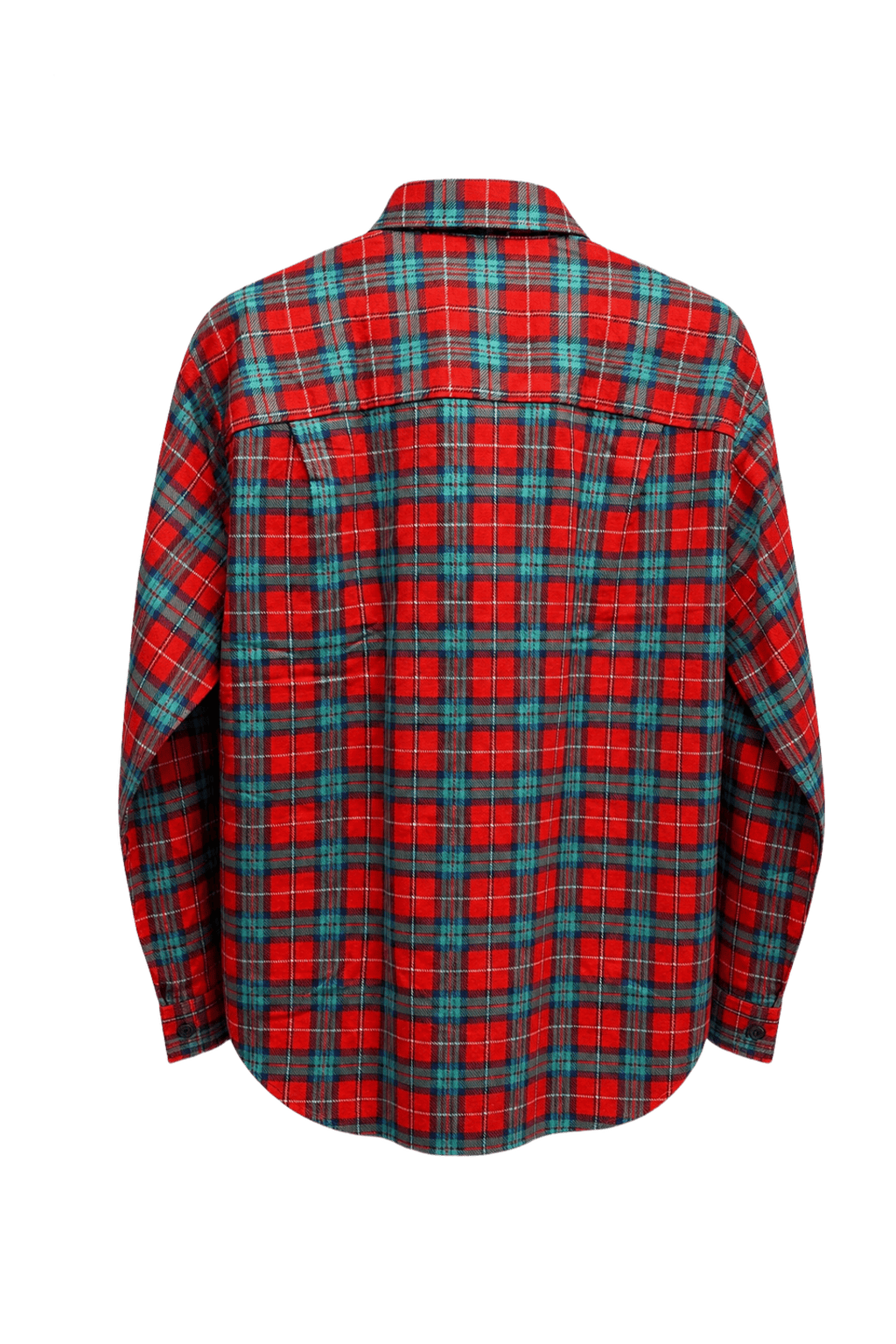 1970s Red Cotton Blend Flannel Shirt - Back View