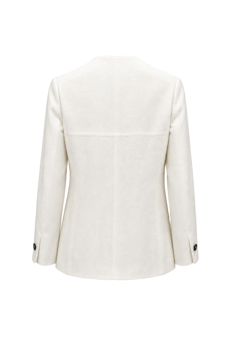 1980s Cream White Viscose Blazer - Back View