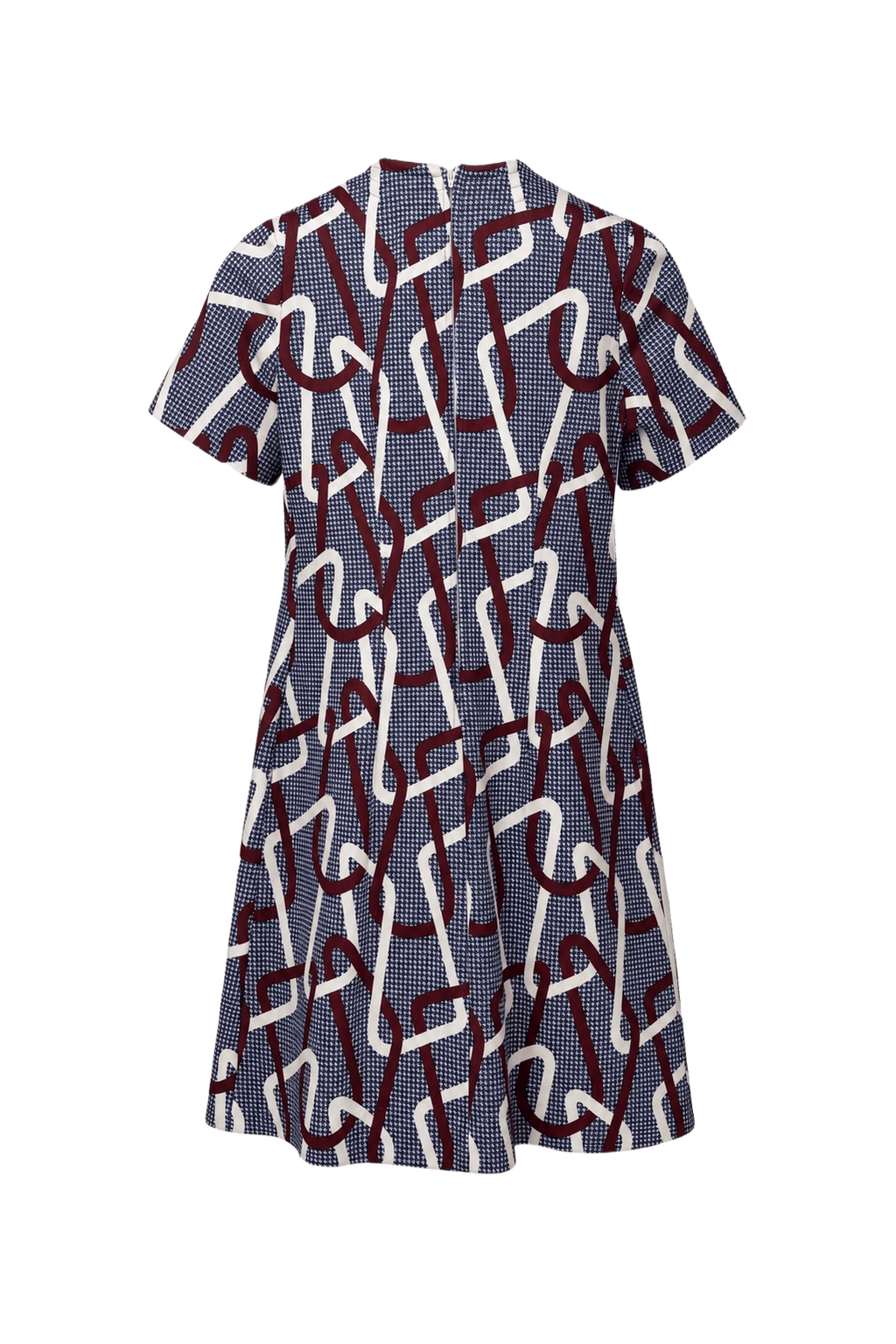 1960s Navy Blue Polyester Shift Dress - Back View