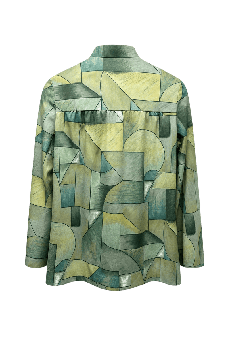 [1980s] Green Yellow Silk Jacket - Back View