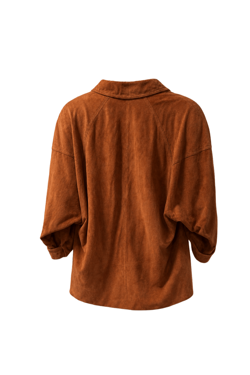 1980s Earthy Orange Suede Blazer - Back View