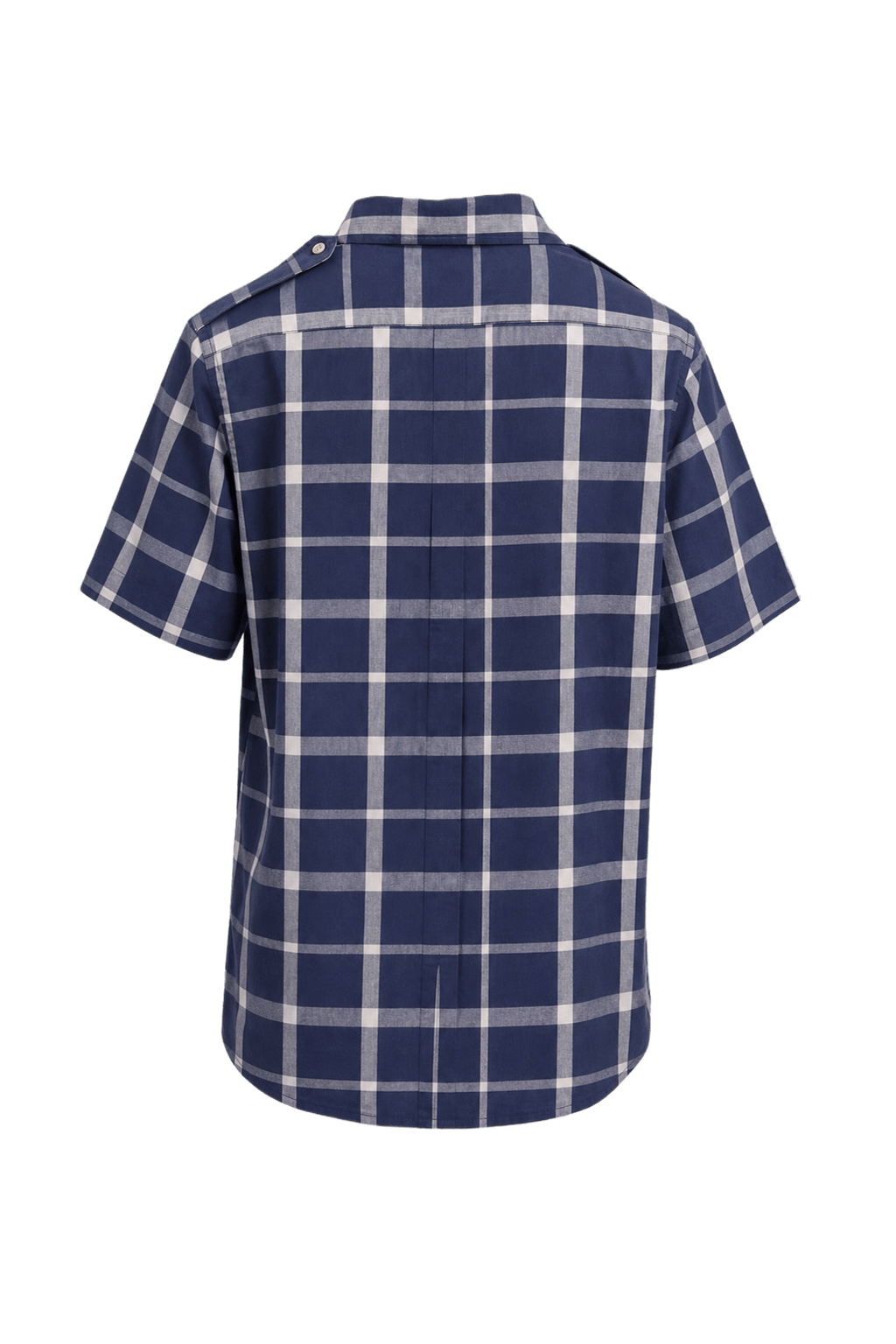 1980s Navy Blue Cotton Short-Sleeve Shirt - Back View