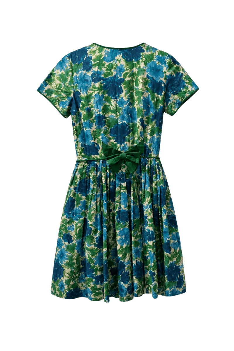 1960s Blue Cotton Dress - Back View