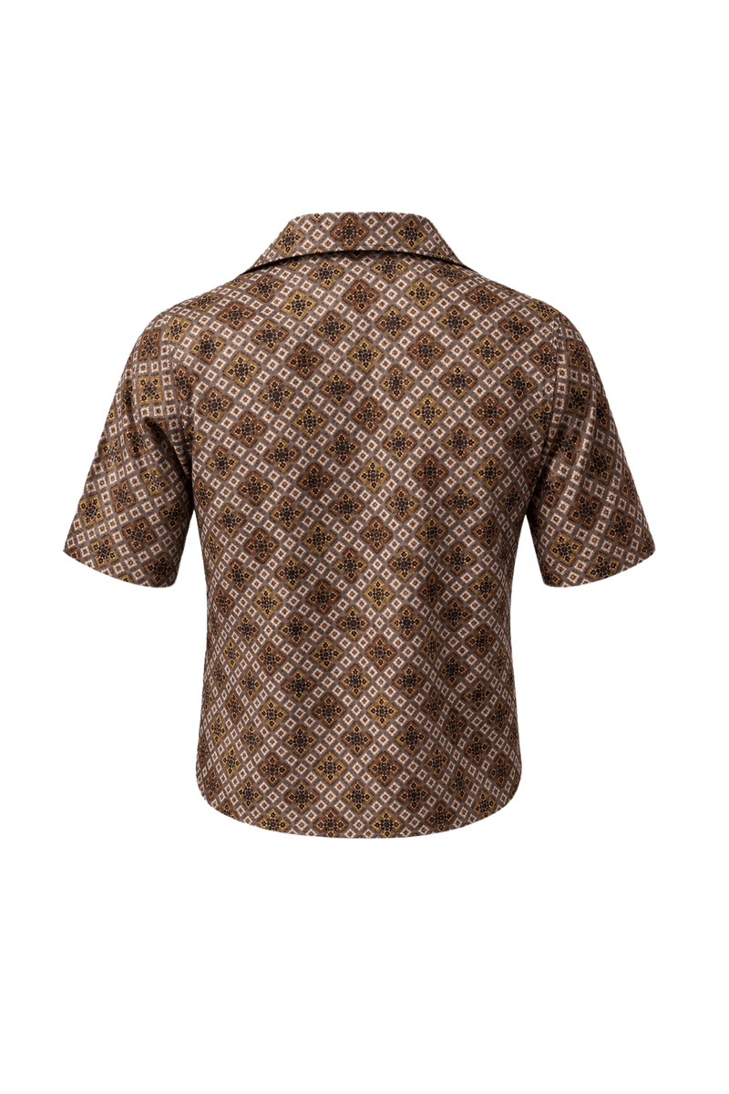 1950s Brown Cotton Blouse - Back View