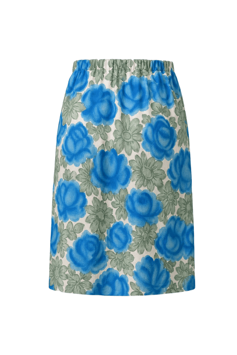 1960s Blue Cotton Skirt - Back View