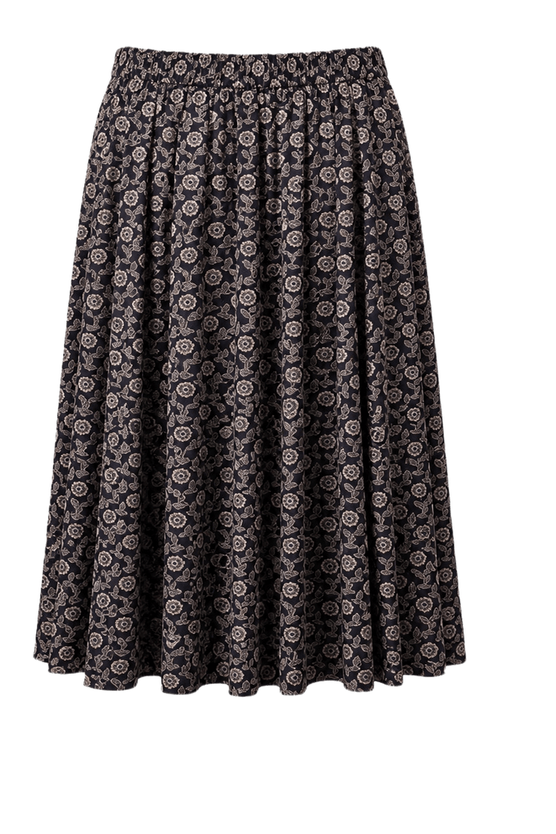 1980s Navy Blue Cotton Blend Skirt - Back View