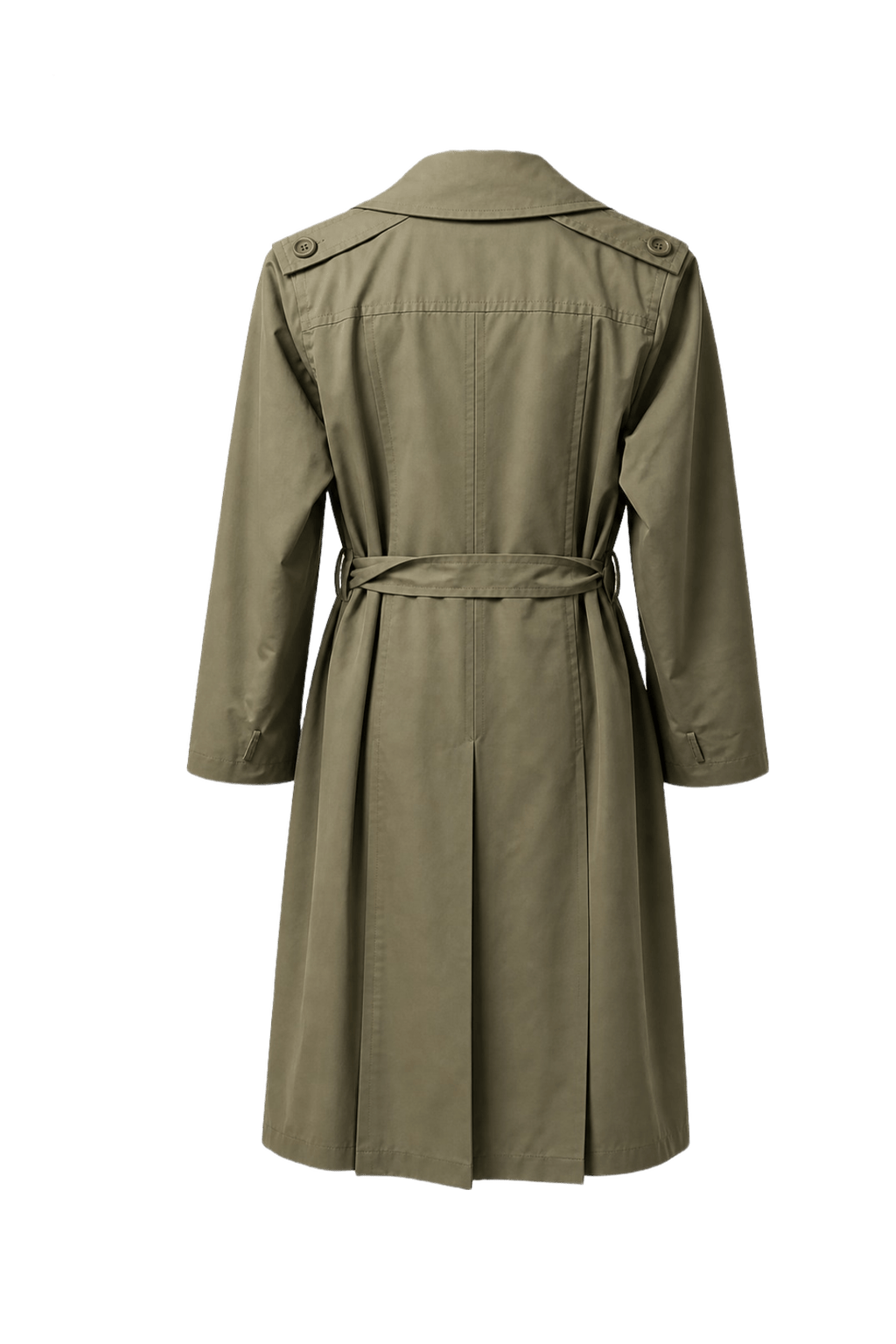 1980s Khaki Cotton Blend Trench Coat - Back View