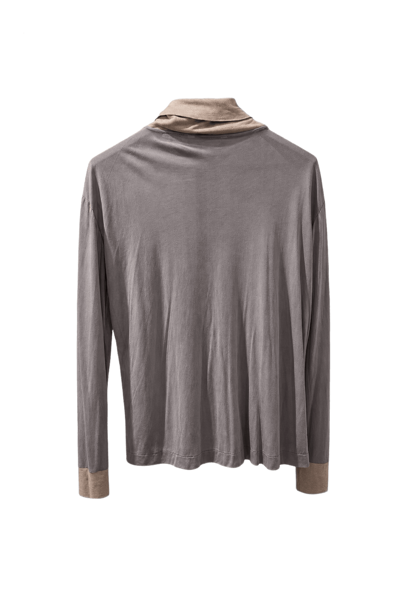 1980s Light Gray Cotton Blend Turtleneck - Back View