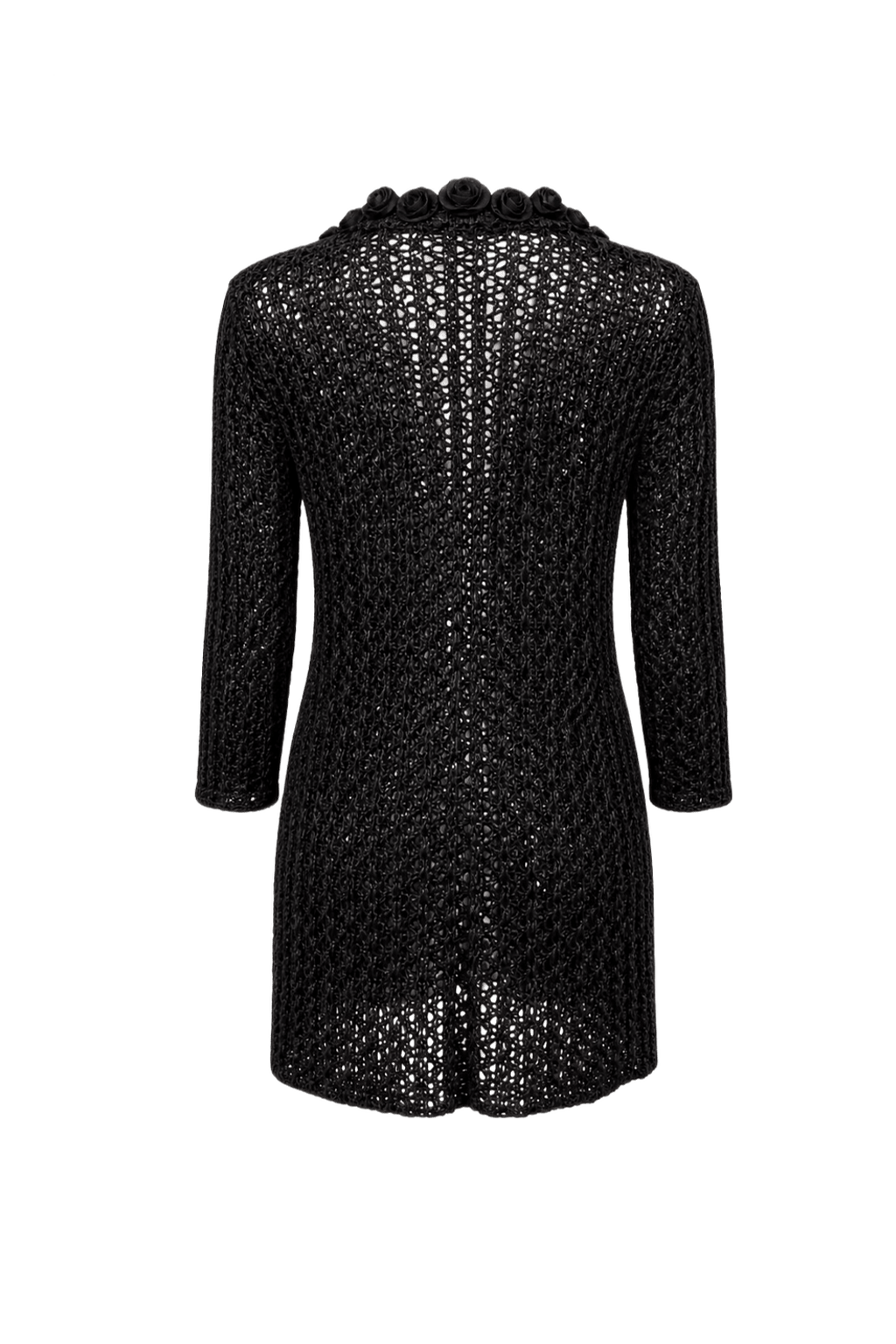1980s Black Knit Cardigan - Back View
