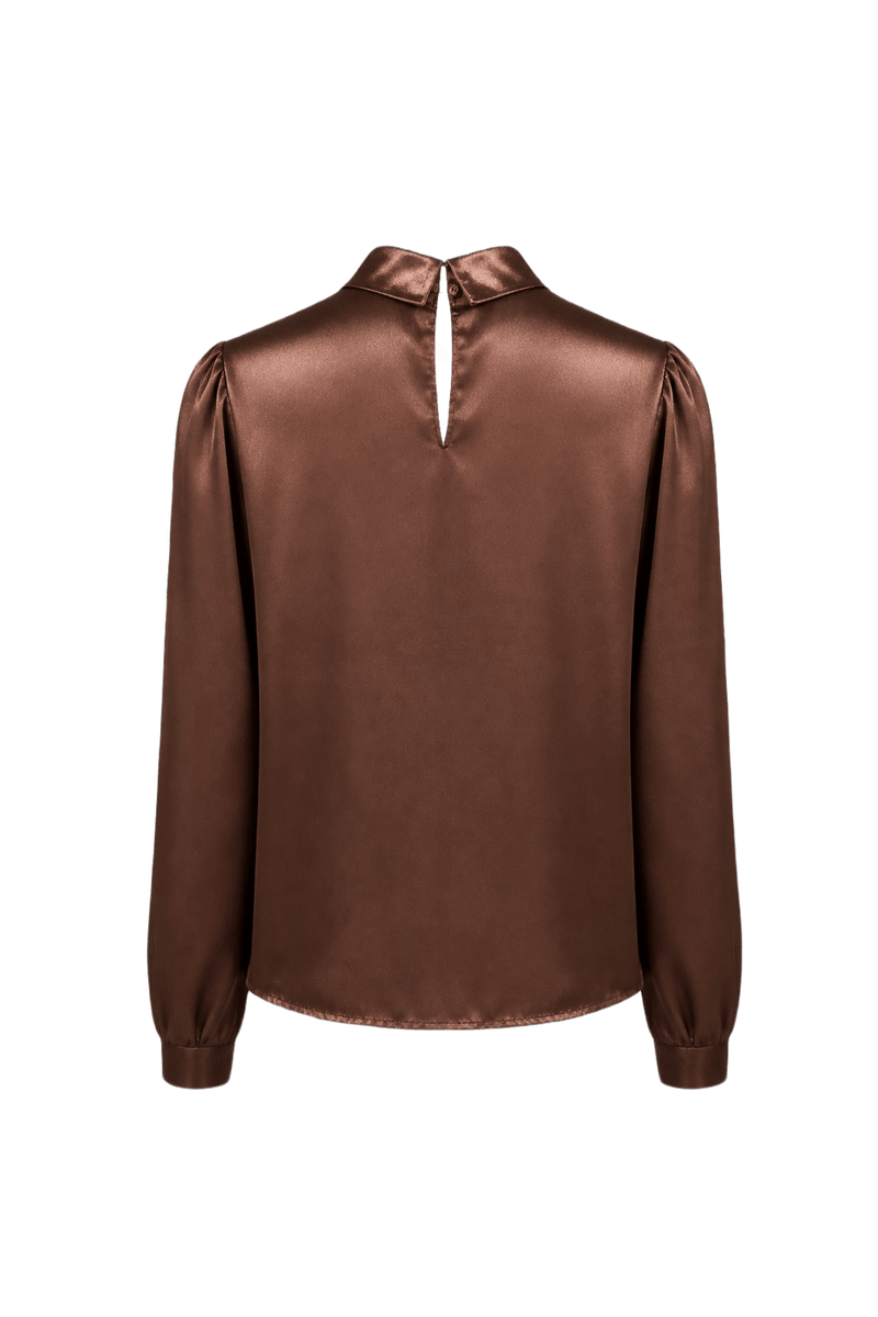 1980s Rose Gold Satin Blouse - Back View