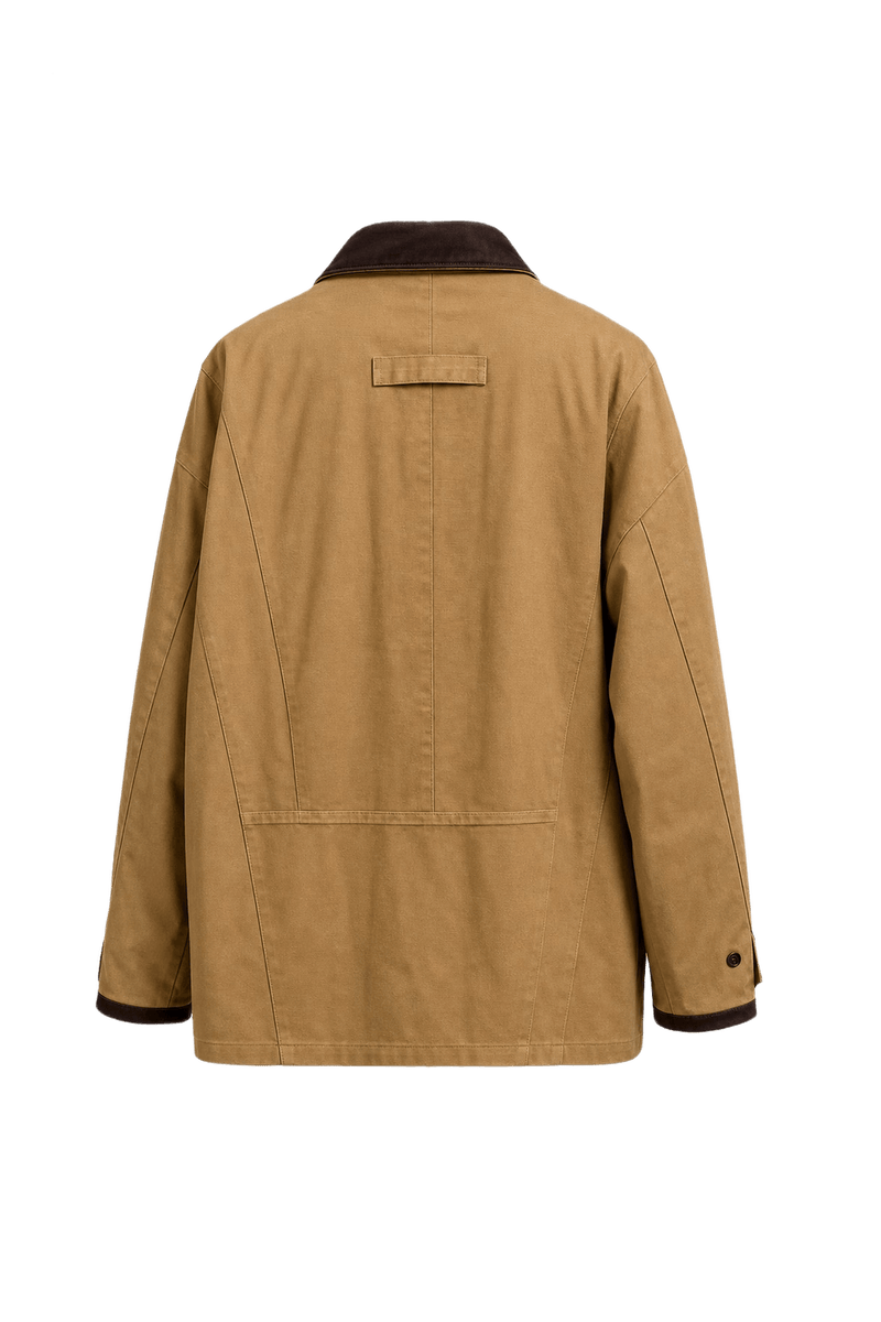 1980s Khaki Cotton Blend Jacket - Back View