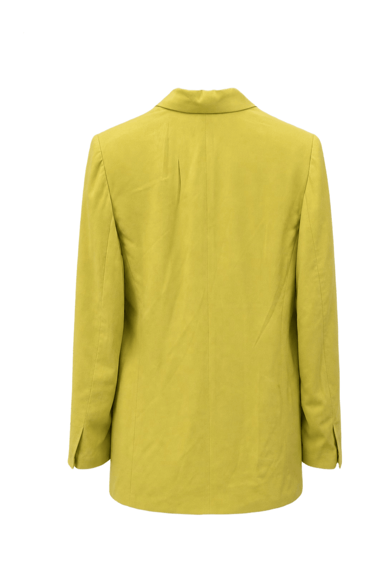 1990s Chartreuse Polyester Blazer - Back View