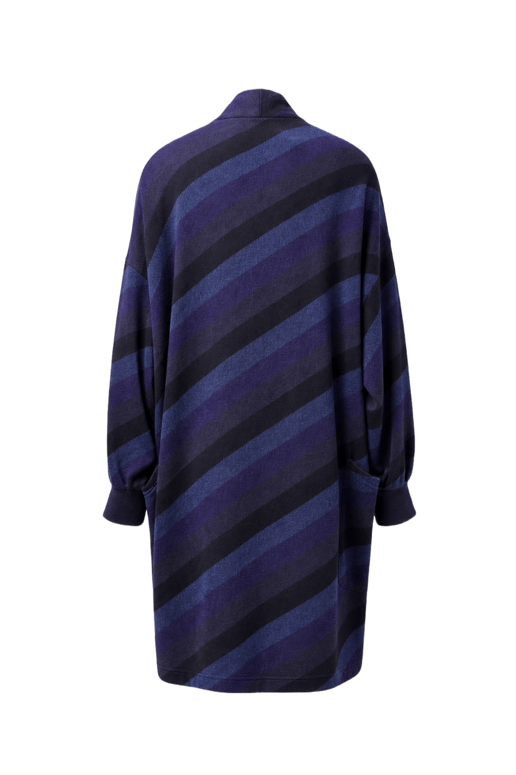 1980s Navy Blue Wool Blend Cardigan - Back View